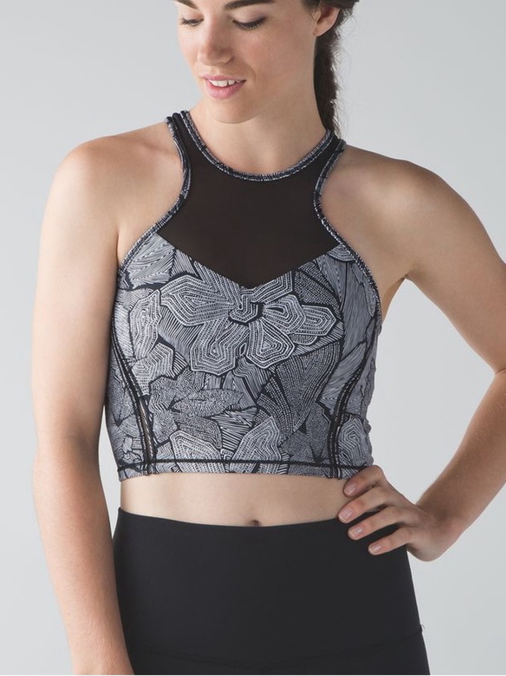 Lululemon Get It Om Bra - 
Mini Dottie Tribe White Black / Black